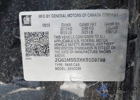 2019 Cadillac Xts Luxury z USA, uszkodzony, nr VIN 2G61M5S3XK9109798